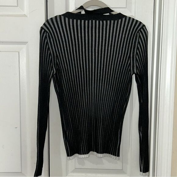 Rio & Rian Black & White Rib Cardigan(Size Large) - Picture 3 of 6